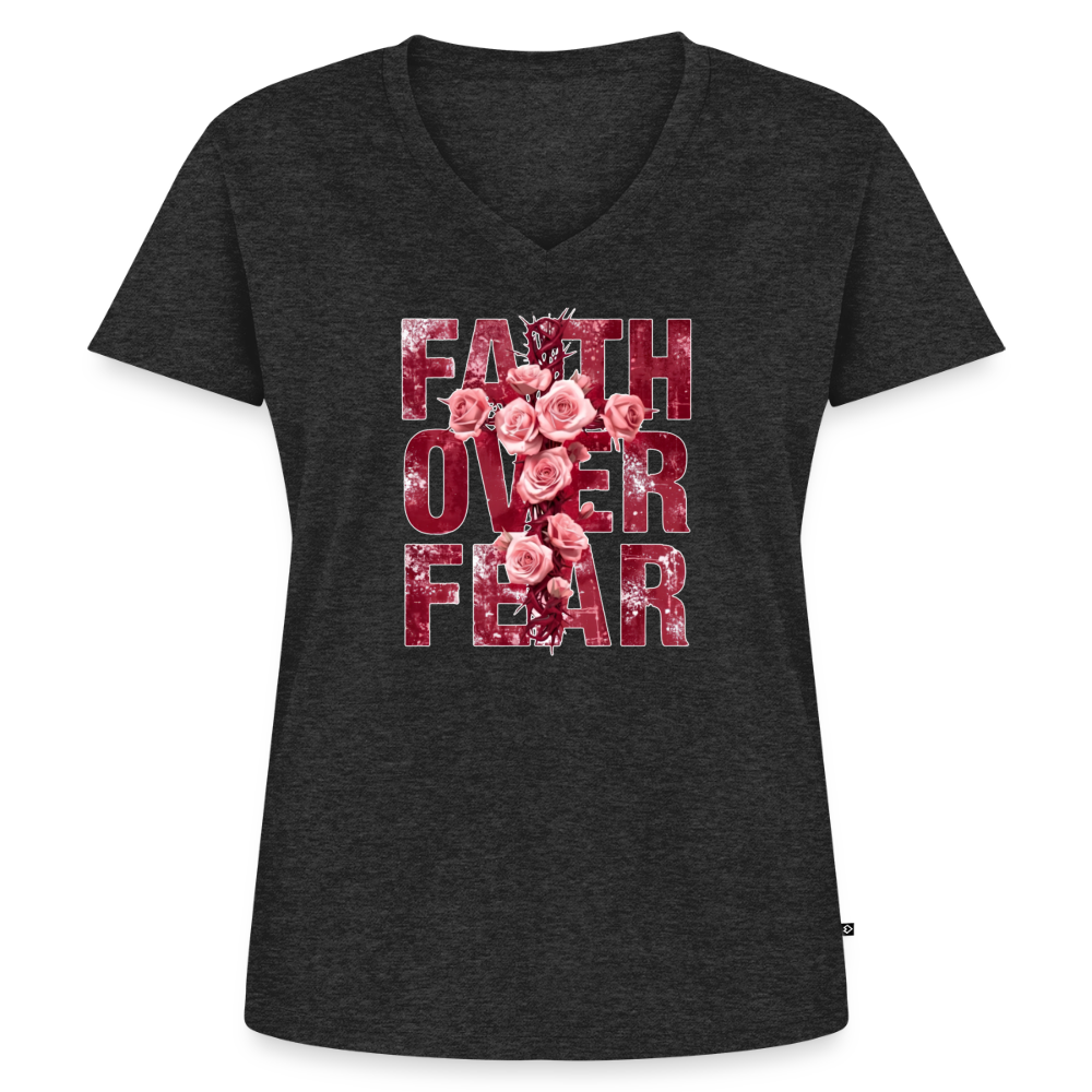Women's Premium Organic V-Neck T-shirt - heather anthracite