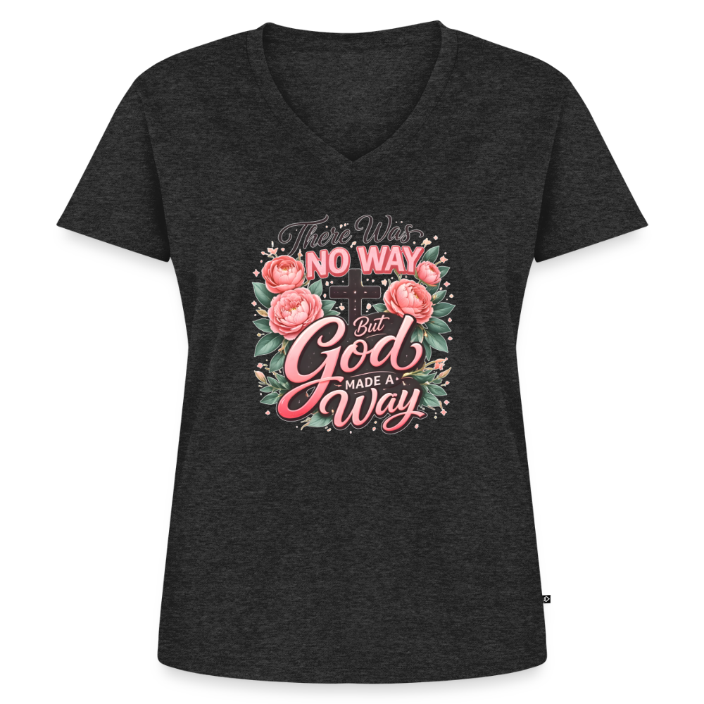 Women's Premium Organic V-Neck T-shirt - heather anthracite