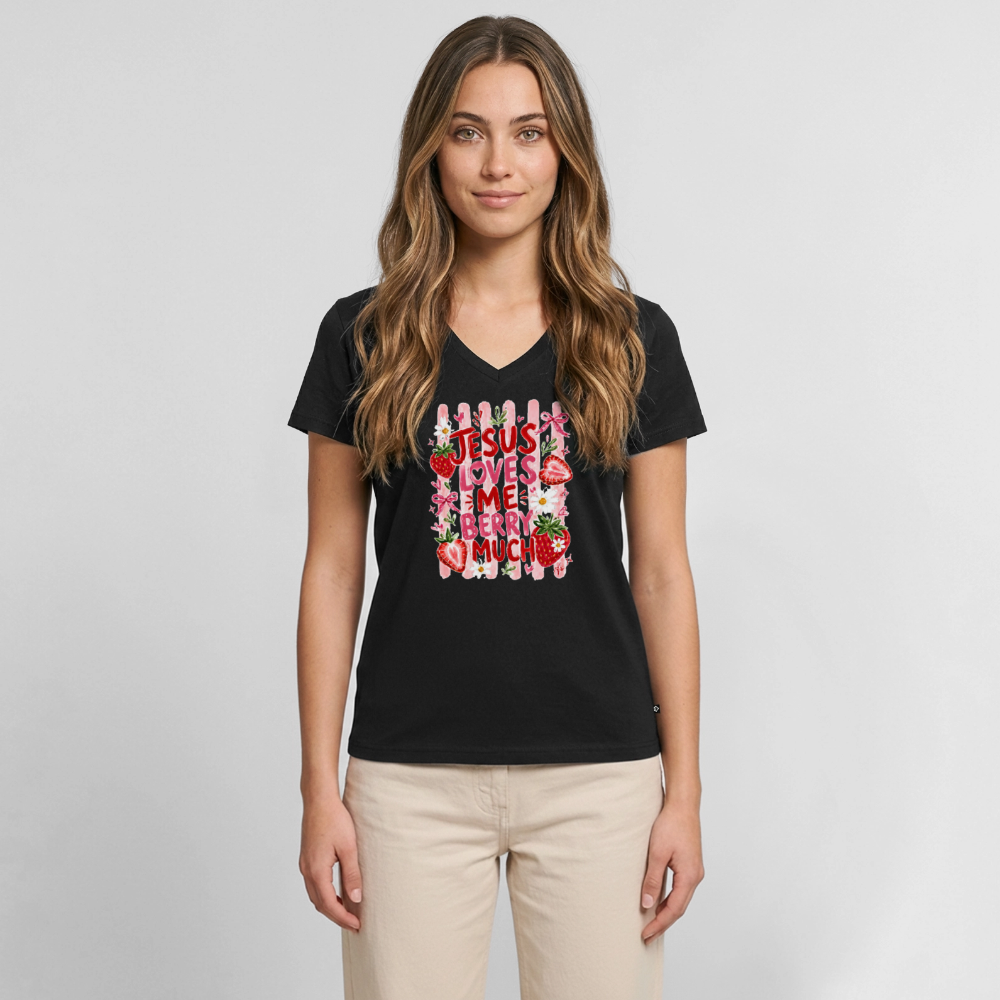 Women's Premium Organic V-Neck T-shirt - black