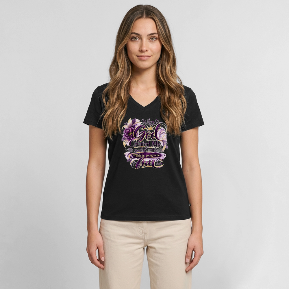Women's Premium Organic V-Neck T-shirt - black