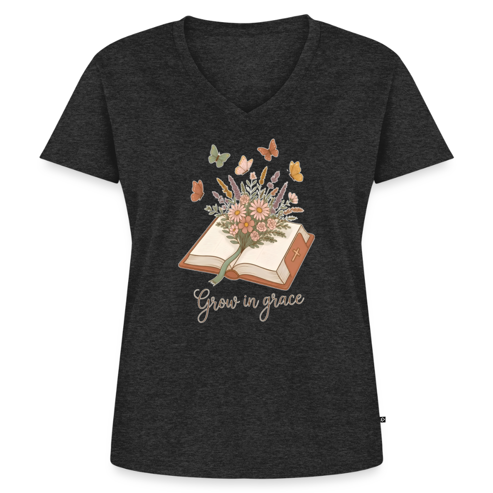 Women's Premium Organic V-Neck T-shirt - heather anthracite