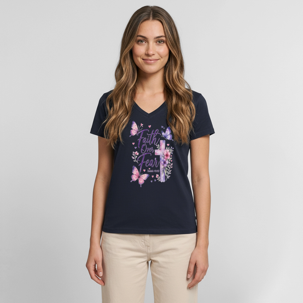 Women's Premium Organic V-Neck T-shirt - navy