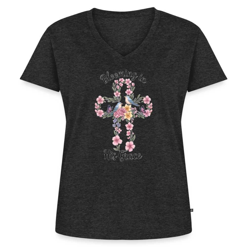 Women's Premium Organic V-Neck T-shirt - heather anthracite