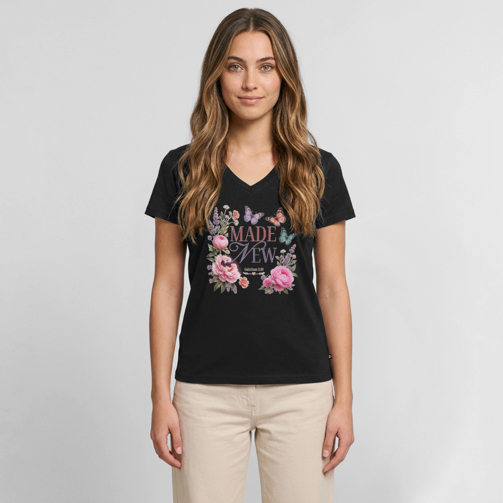 Women's Premium Organic V-Neck T-shirt - black
