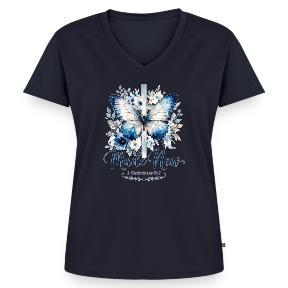 Women's Premium Organic V-Neck T-shirt - navy