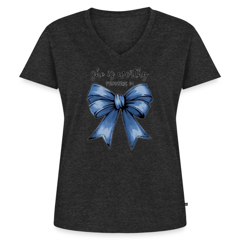 Women's Premium Organic V-Neck T-shirt - heather anthracite