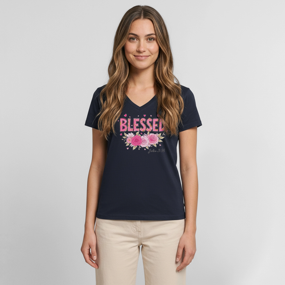 Women's Premium Organic V-Neck T-shirt - navy