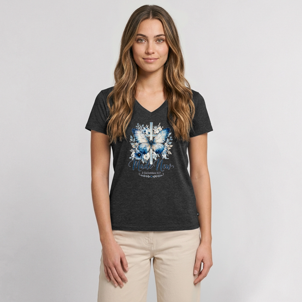 Women's Premium Organic V-Neck T-shirt - heather anthracite