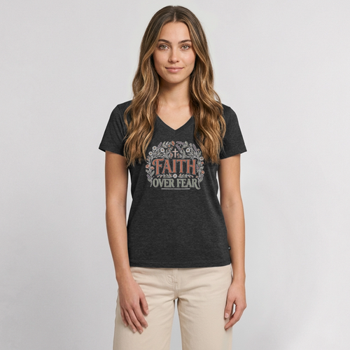 Women's Premium Organic V-Neck T-shirt - heather anthracite