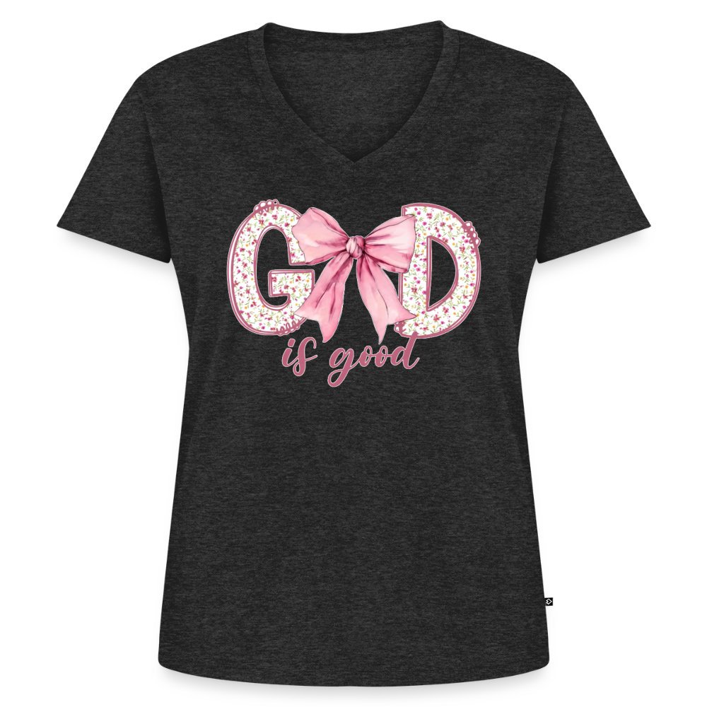 Women's Premium Organic V-Neck T-shirt - heather anthracite