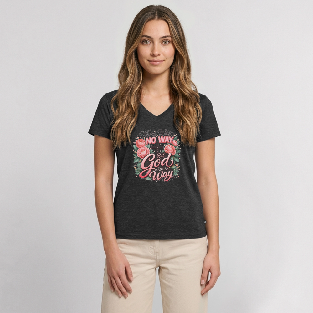 Women's Premium Organic V-Neck T-shirt - heather anthracite