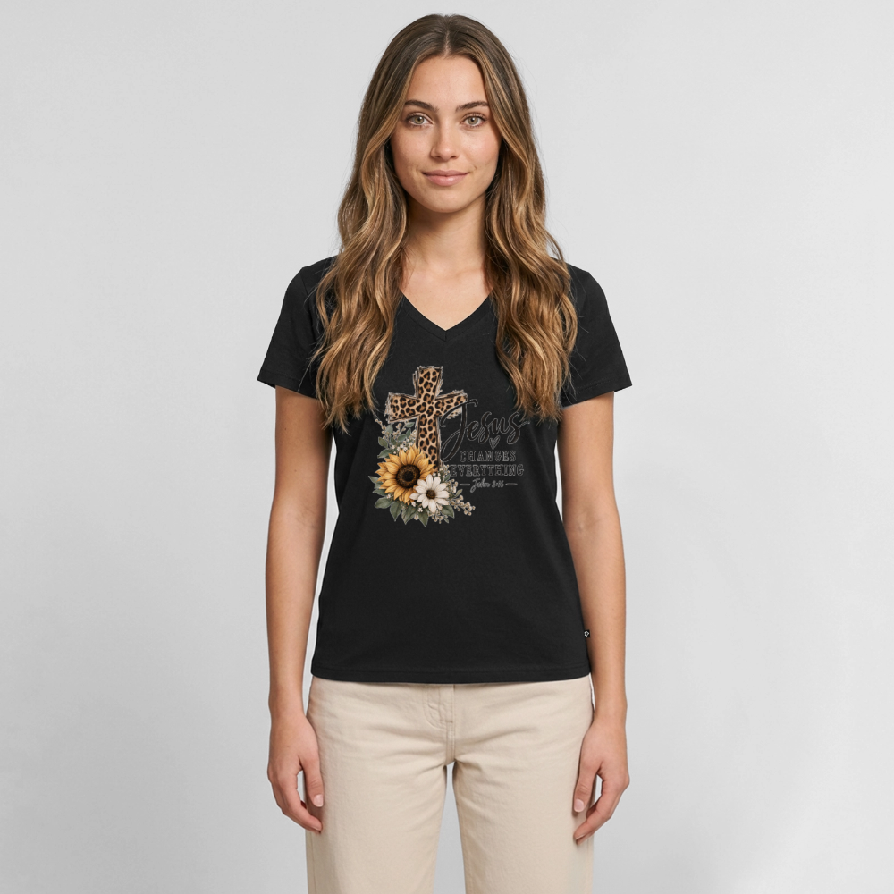 Women's Premium Organic V-Neck T-shirt - black