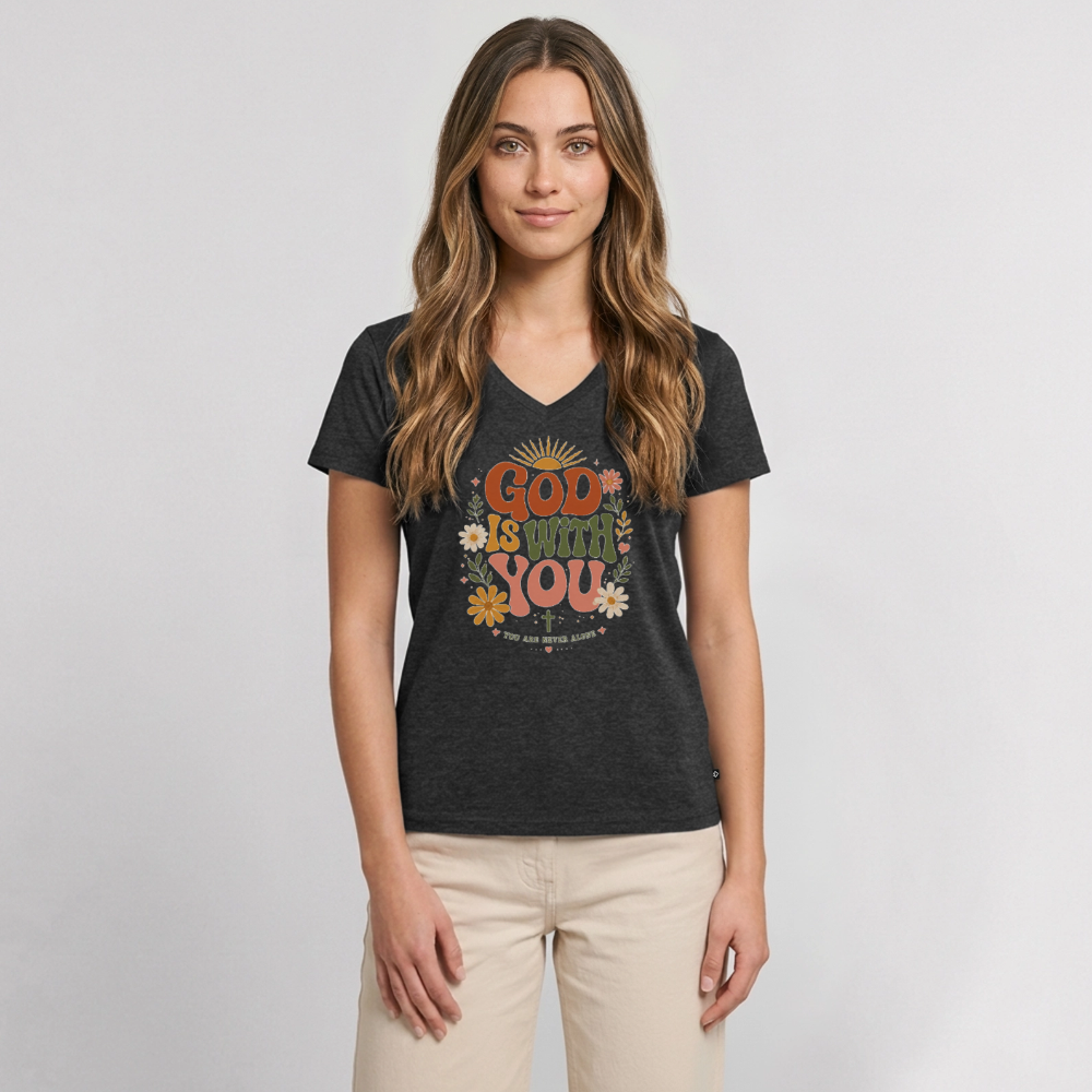 Women's Premium Organic V-Neck T-shirt - heather anthracite
