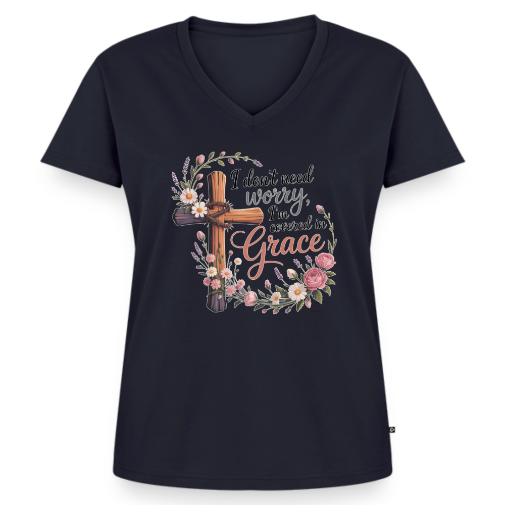 Women's Premium Organic V-Neck T-shirt - navy