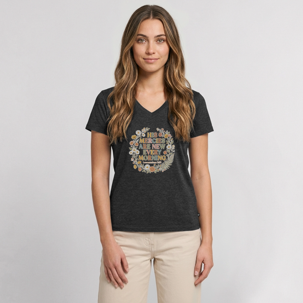 Women's Premium Organic V-Neck T-shirt - heather anthracite