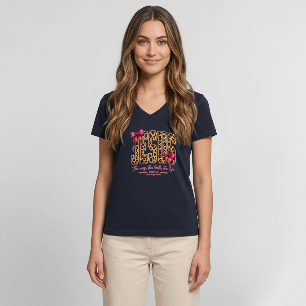 Women's Premium Organic V-Neck T-shirt - navy