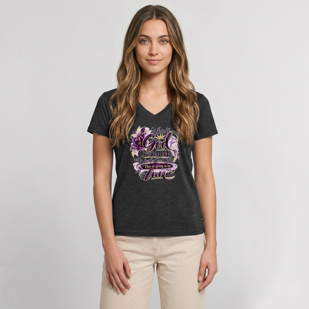 Women's Premium Organic V-Neck T-shirt - heather anthracite