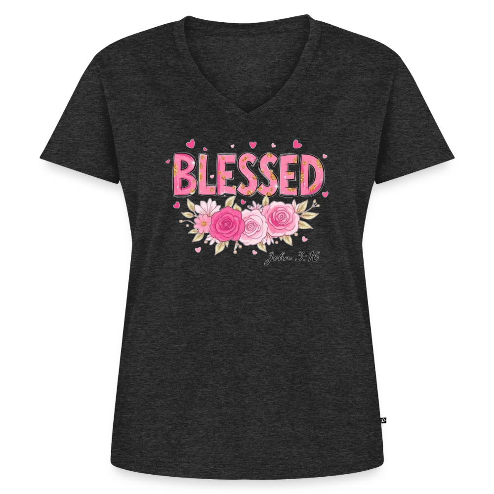 Women's Premium Organic V-Neck T-shirt - heather anthracite