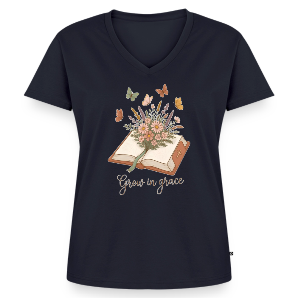 Women's Premium Organic V-Neck T-shirt - navy