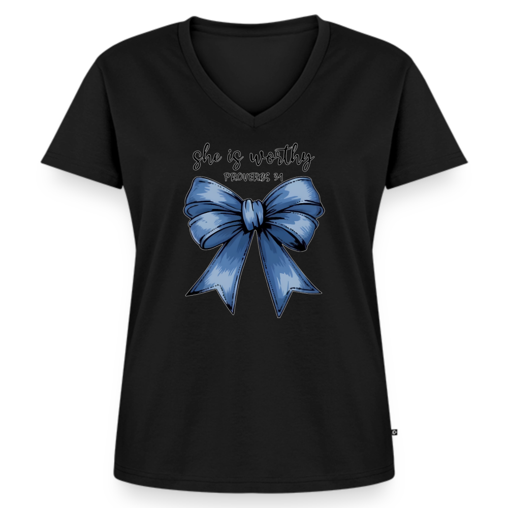 Women's Premium Organic V-Neck T-shirt - black