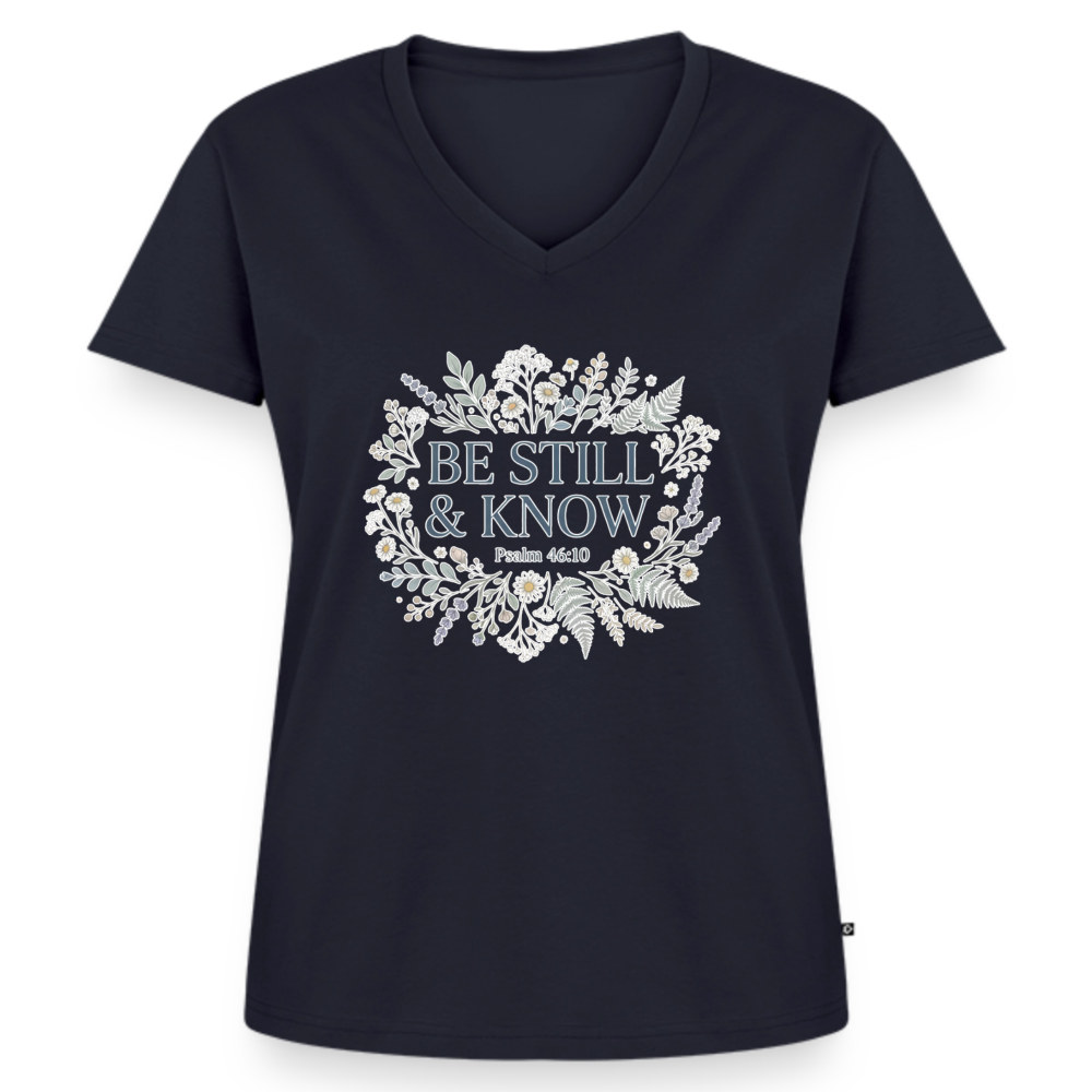 Women's Premium Organic V-Neck T-shirt - navy