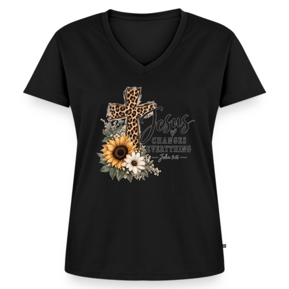 Women's Premium Organic V-Neck T-shirt - black