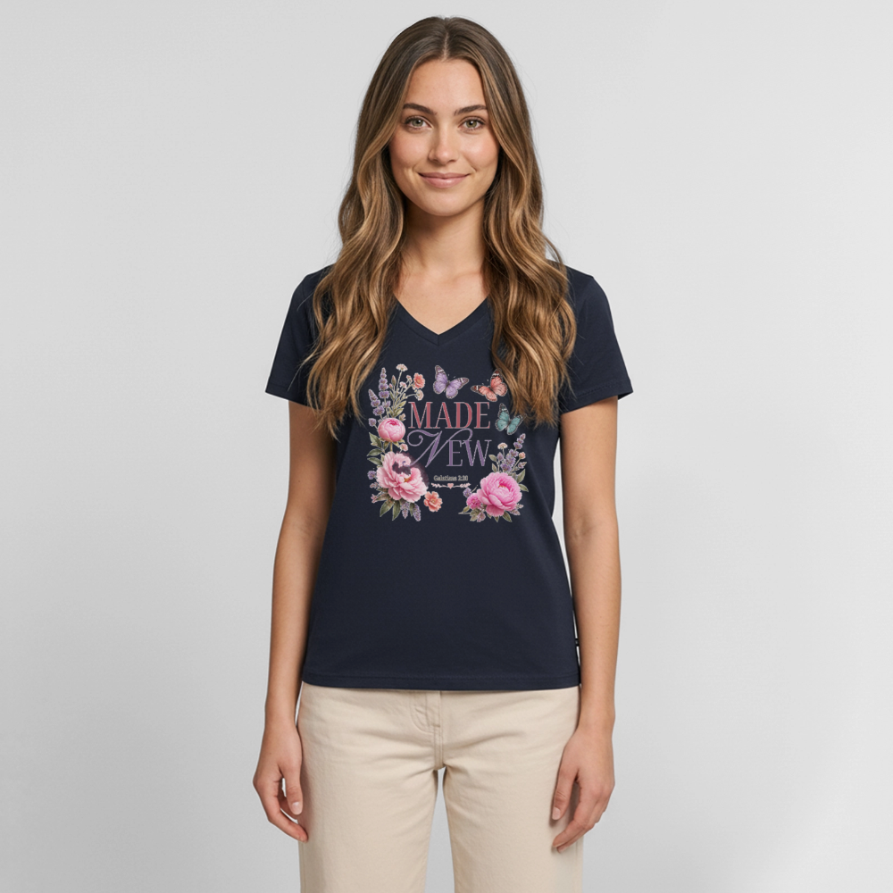 Women's Premium Organic V-Neck T-shirt - navy