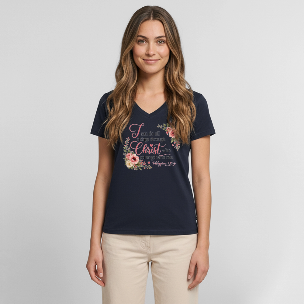 Women's Premium Organic V-Neck T-shirt - navy