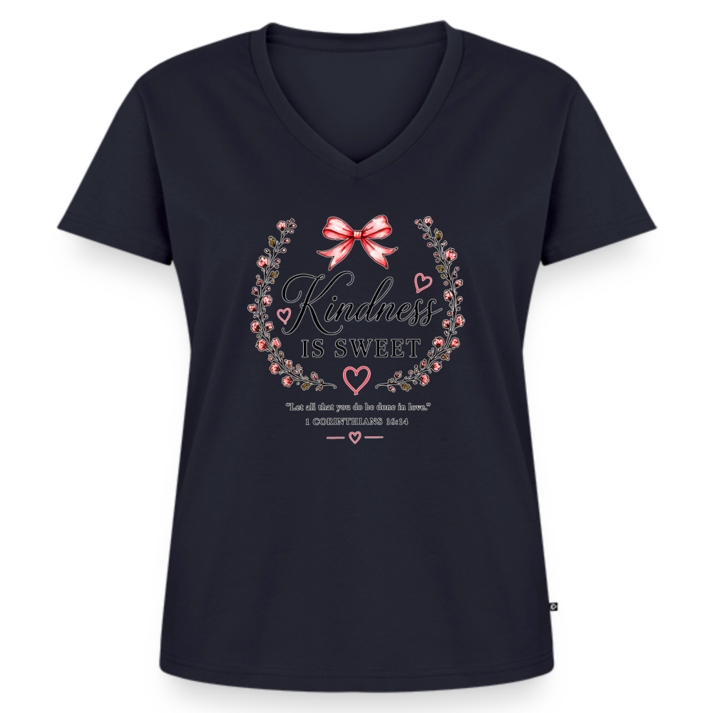 Women's Premium Organic V-Neck T-shirt - navy