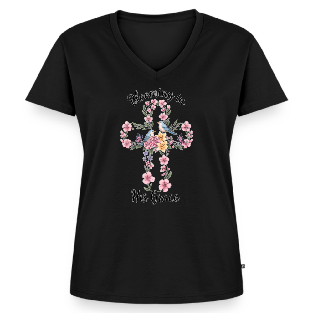 Women's Premium Organic V-Neck T-shirt - black