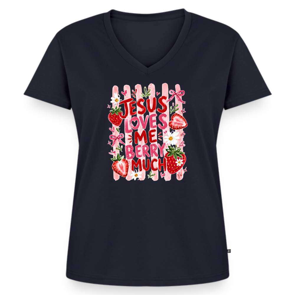 Women's Premium Organic V-Neck T-shirt - navy