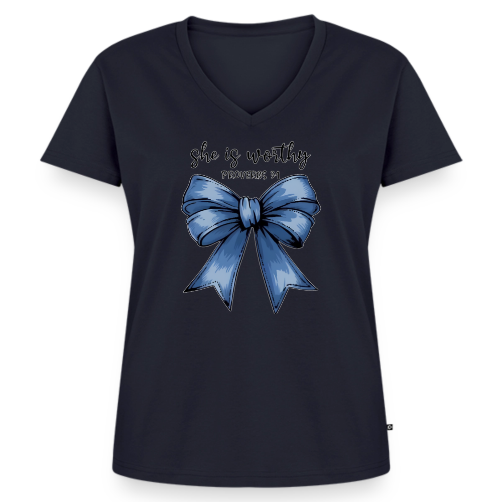 Women's Premium Organic V-Neck T-shirt - navy