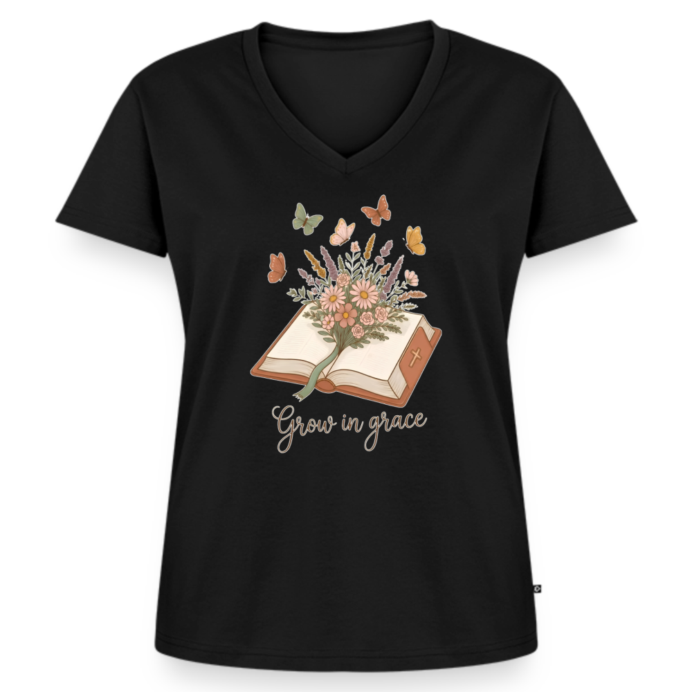 Women's Premium Organic V-Neck T-shirt - black