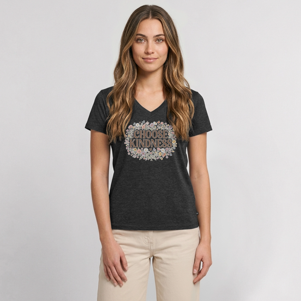 Women's Premium Organic V-Neck T-shirt - heather anthracite