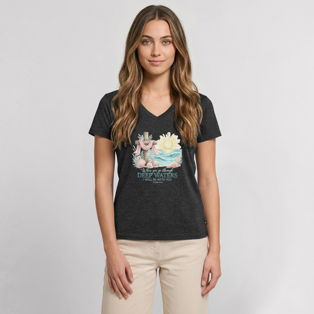 Women's Premium Organic V-Neck T-shirt - heather anthracite