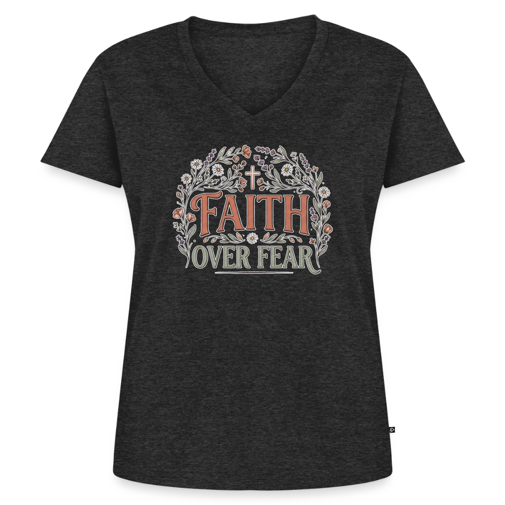 Women's Premium Organic V-Neck T-shirt - heather anthracite