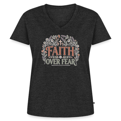 Women's Premium Organic V-Neck T-shirt - heather anthracite