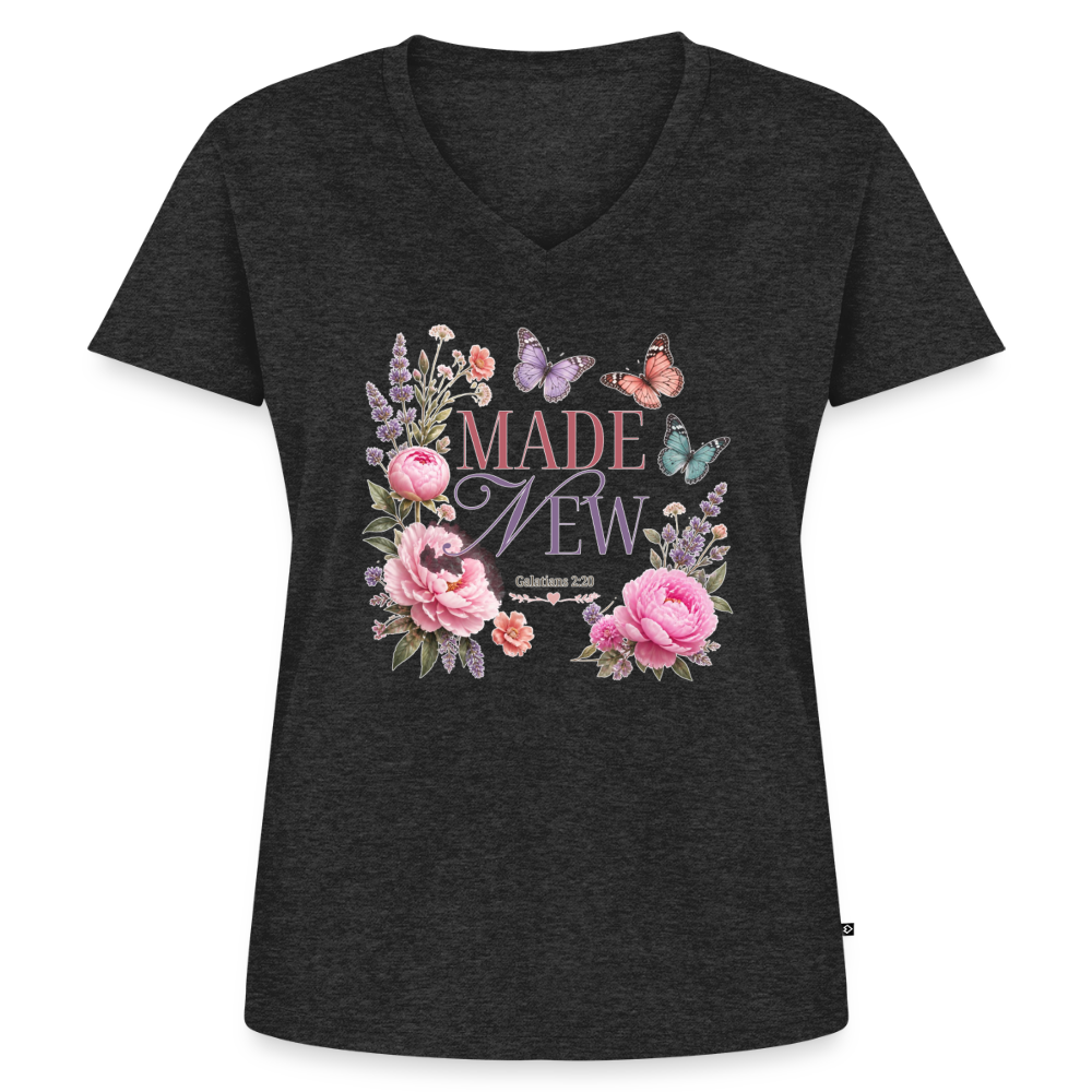 Women's Premium Organic V-Neck T-shirt - heather anthracite