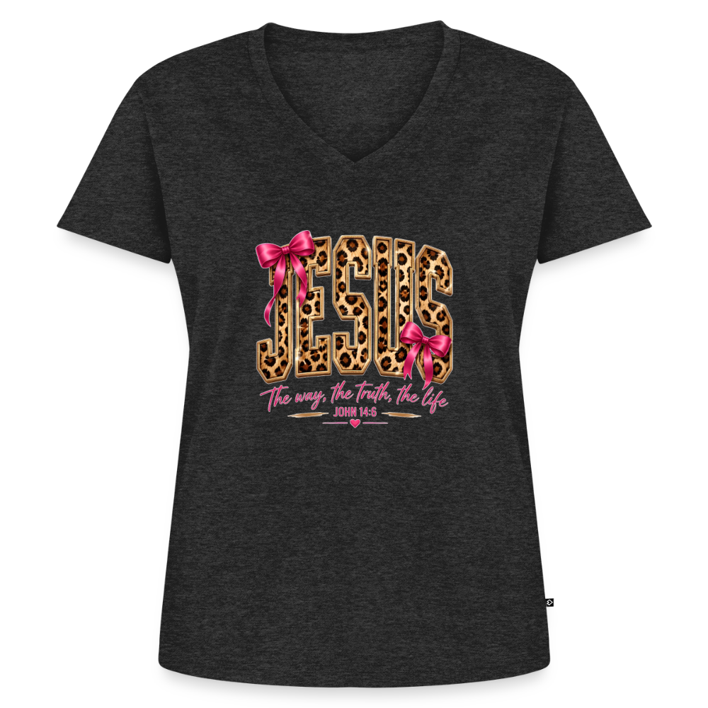 Women's Premium Organic V-Neck T-shirt - heather anthracite