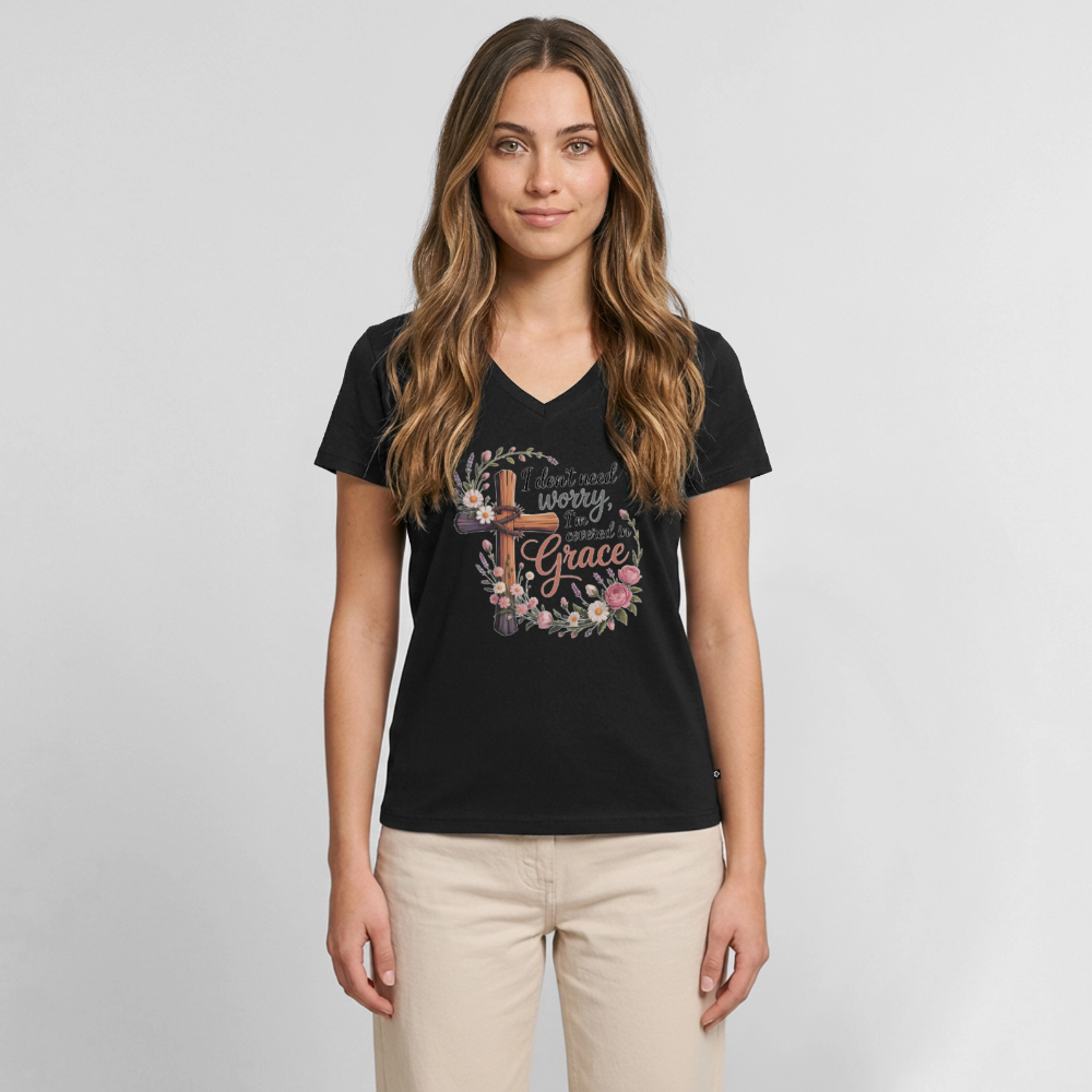 Women's Premium Organic V-Neck T-shirt - black