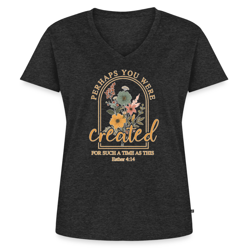 Women's Premium Organic V-Neck T-shirt - heather anthracite