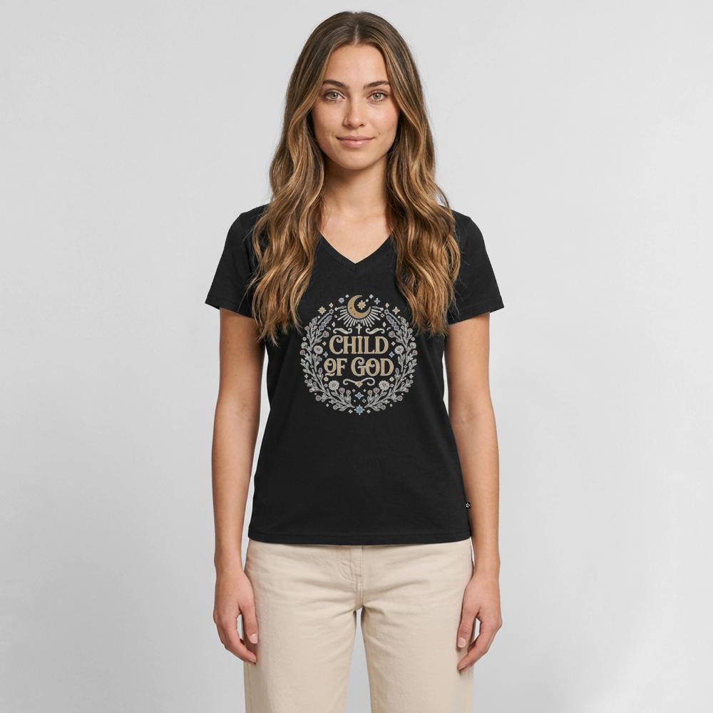 Women's Premium Organic V-Neck T-shirt - black