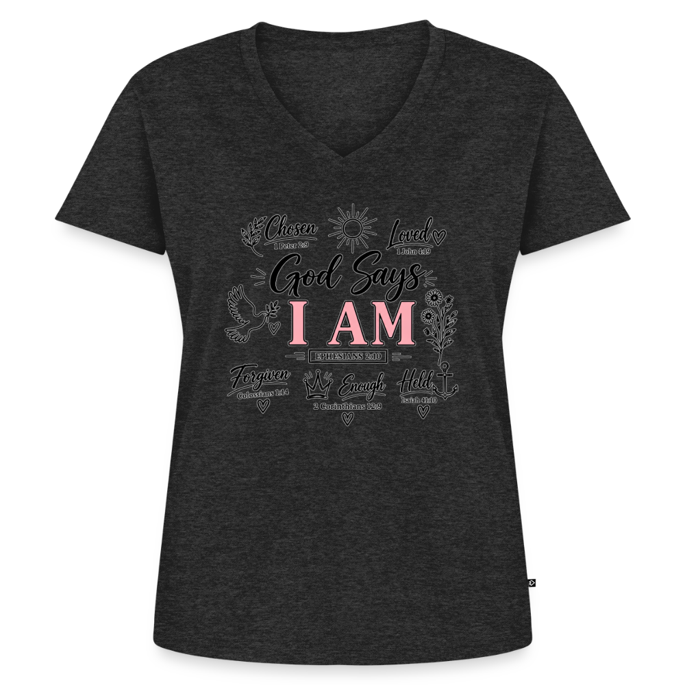 Women's Premium Organic V-Neck T-shirt - heather anthracite