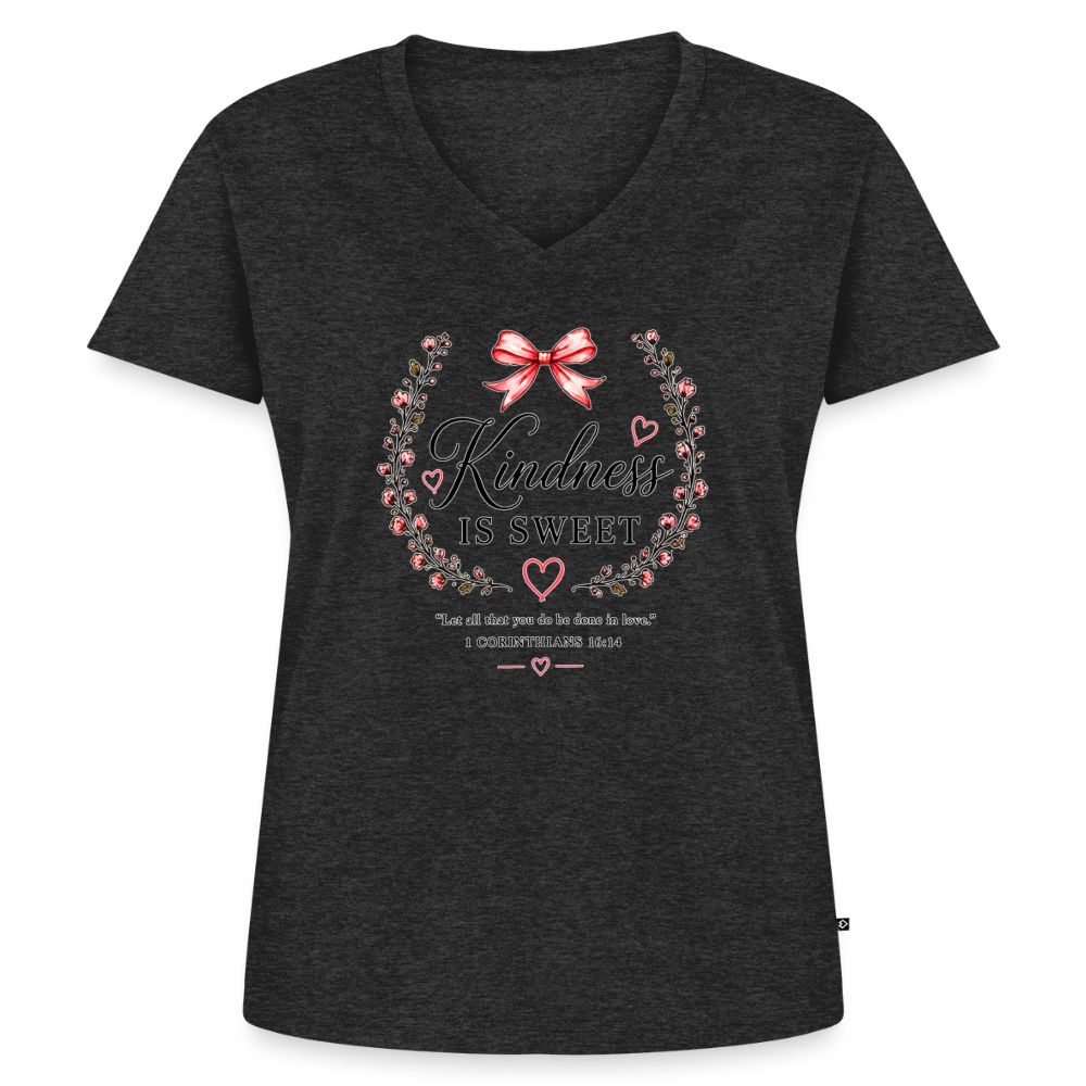 Women's Premium Organic V-Neck T-shirt - heather anthracite