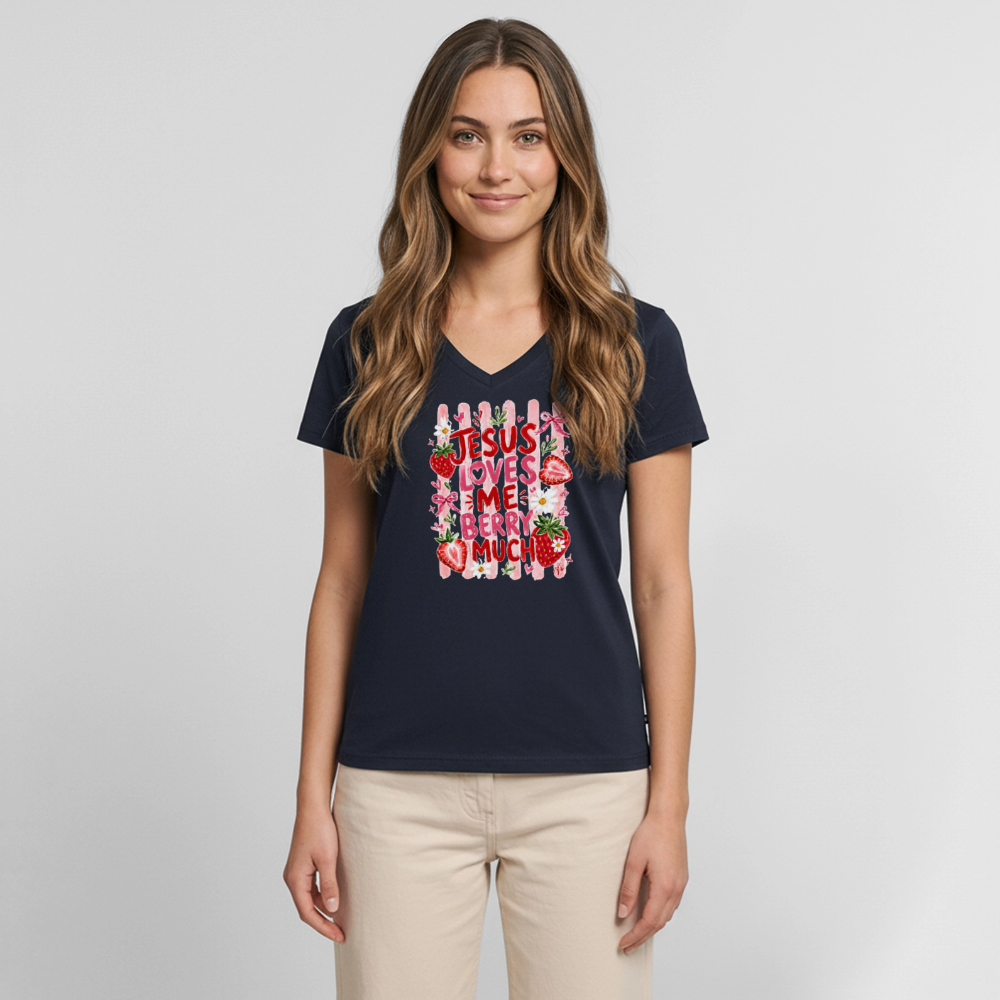 Women's Premium Organic V-Neck T-shirt - navy