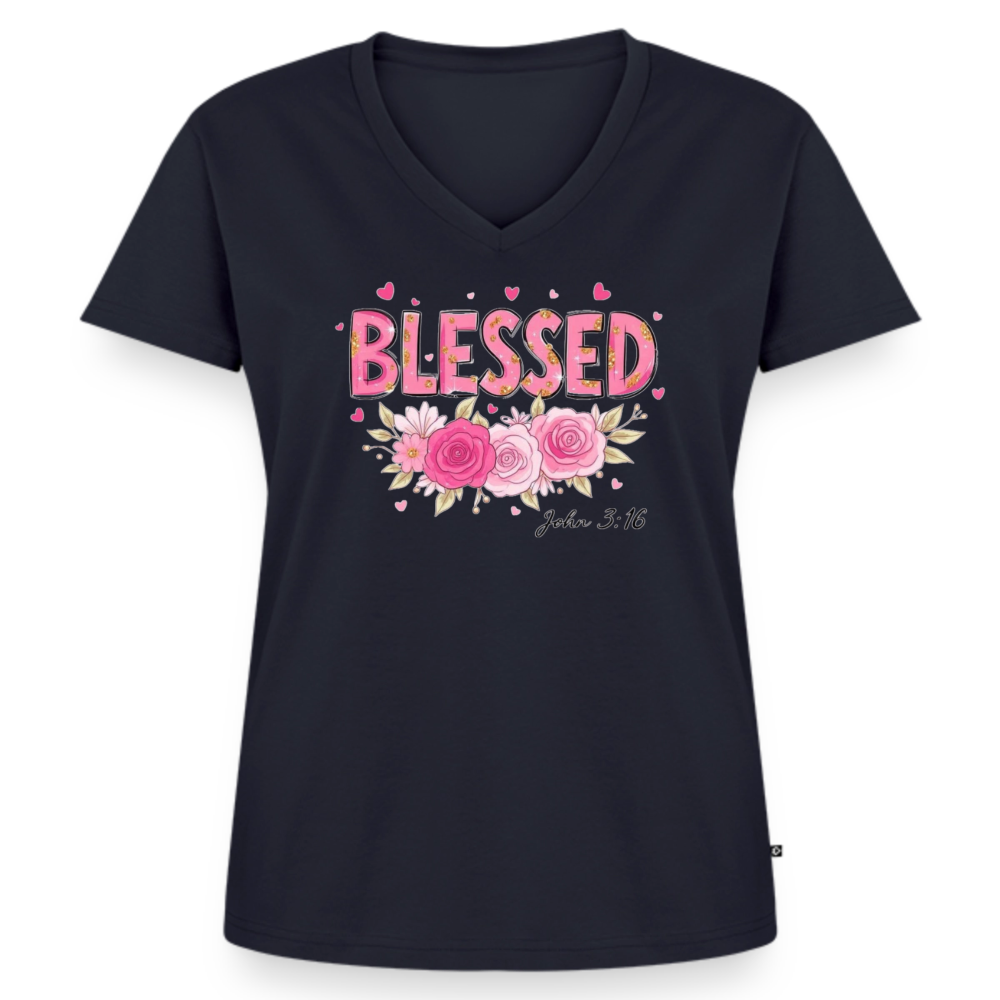 Women's Premium Organic V-Neck T-shirt - navy