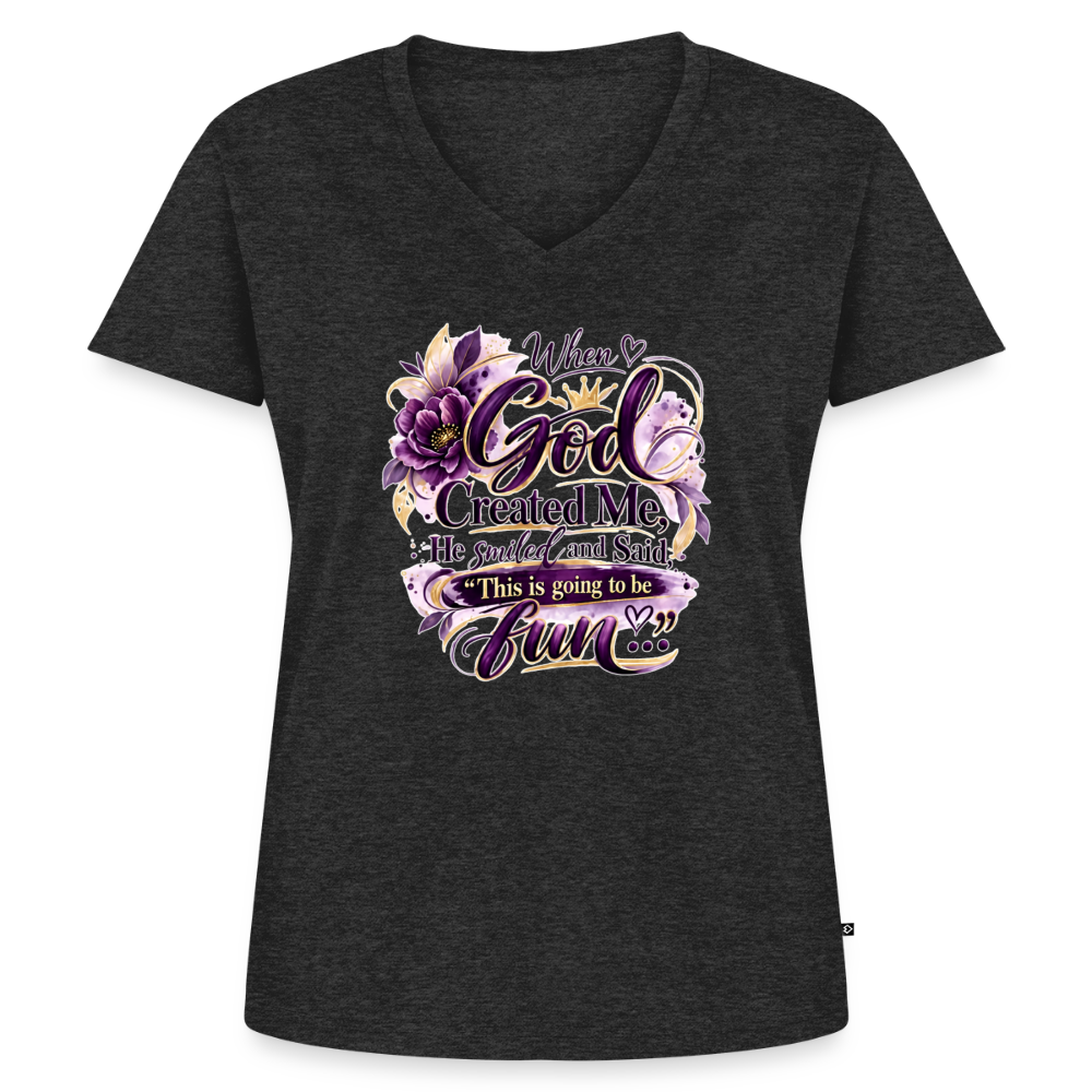Women's Premium Organic V-Neck T-shirt - heather anthracite