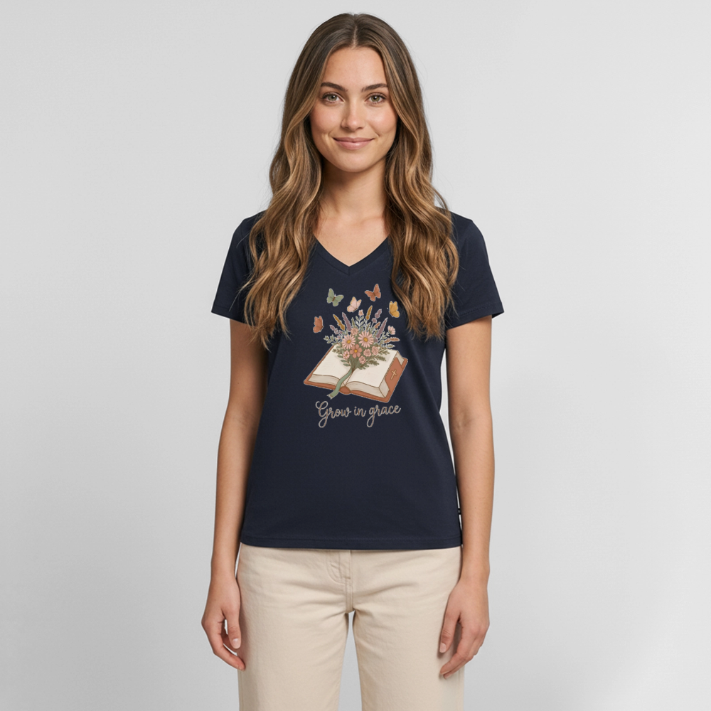 Women's Premium Organic V-Neck T-shirt - navy