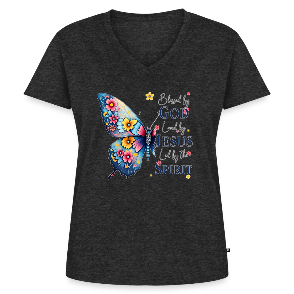 Women's Premium Organic V-Neck T-shirt - heather anthracite