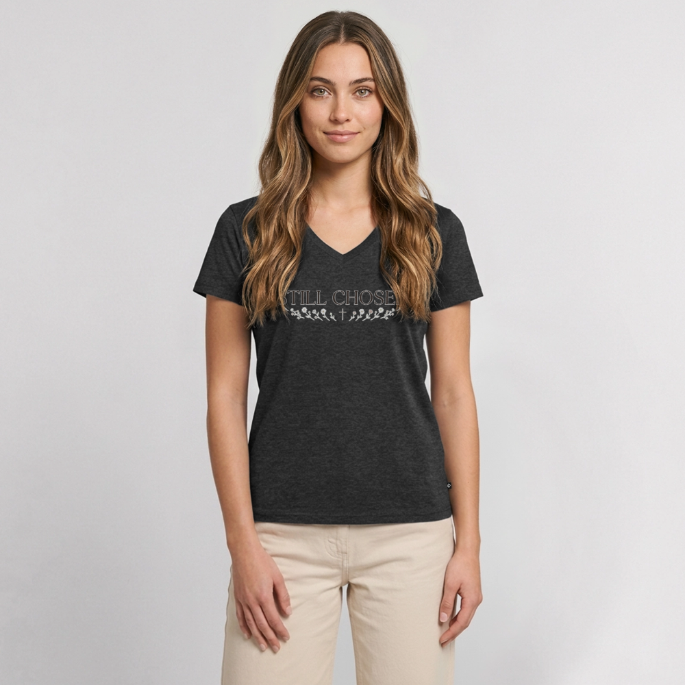 Women's Premium Organic V-Neck T-shirt - heather anthracite